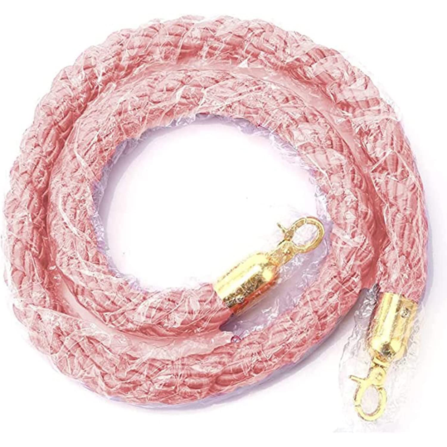 Generico Barriera di Sicurezza con paletti e Ganci in Oro Rosa - Corda in Canapa da 1,5 m per Il Controllo della Folla, Linea di Sicurezza per paletti, Chiusura a Scatto Lucida, Soluzione Durevole PE
