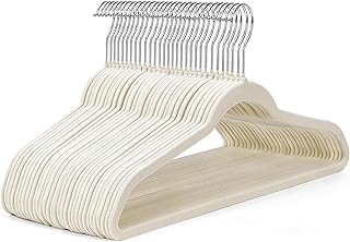 HOUSE DAY Ivory Velvet Hangers 50 Pack - Non Slip Felt Hangers Closet Es...