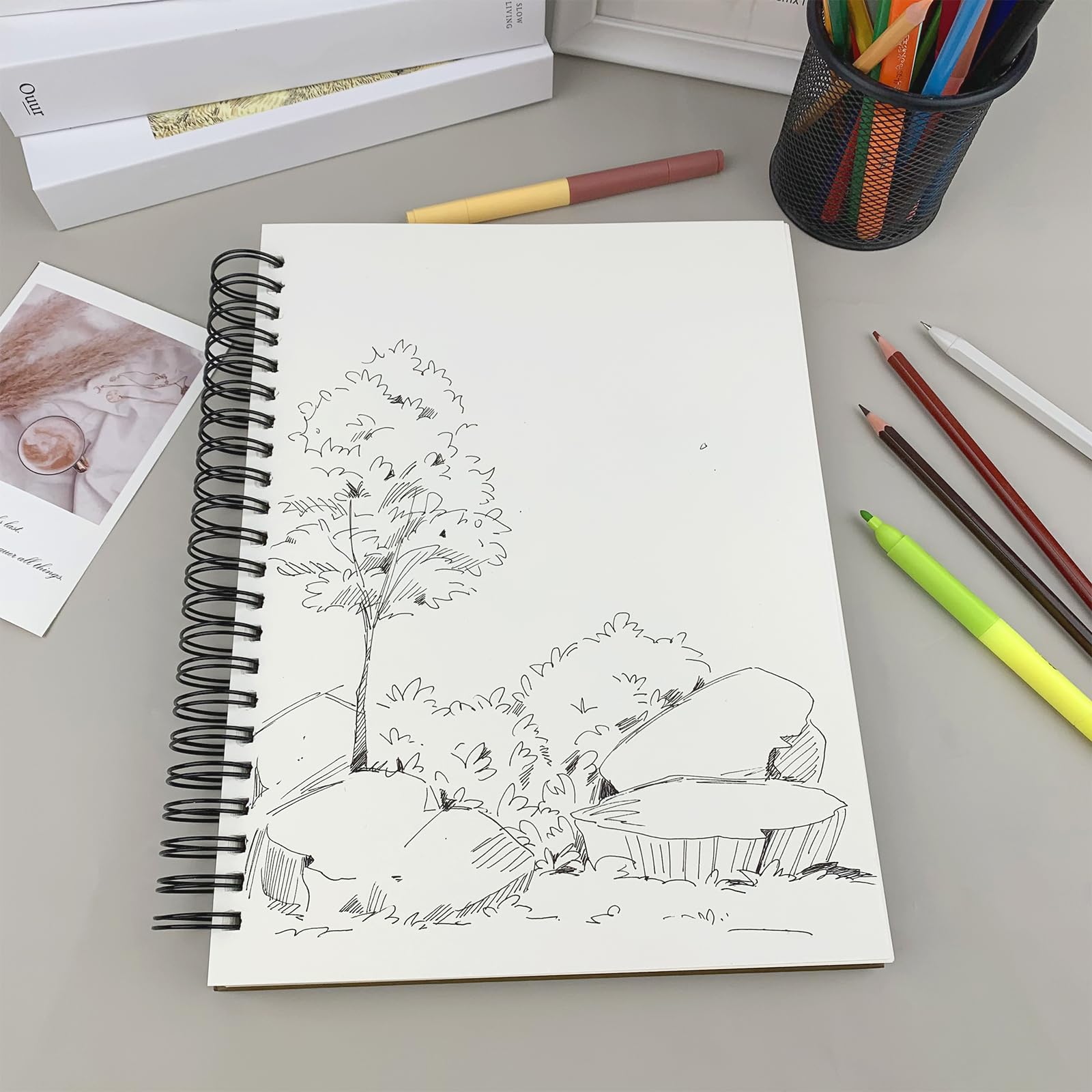 DSTELIN Lot de 2 carnets de croquis à spirales, 22,9 x 30,5 cm avec couverture rigide pour les étudiants en dessin, illustration et art