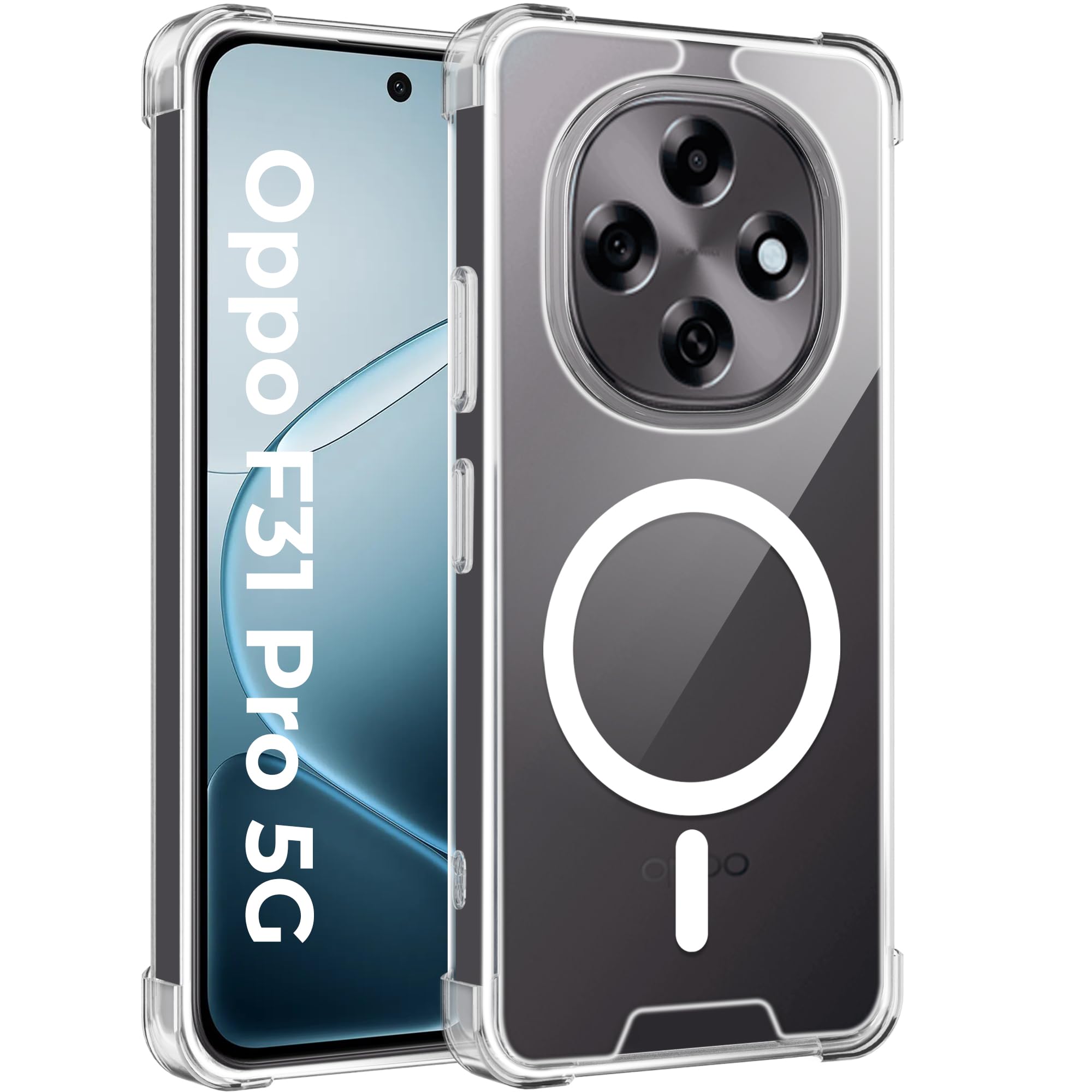 A rtistque Clear Back Cover Case for Oppo F31 Pro 5G Compatible with Mag-Safe| Acrylic | Case for Oppo F31 Pro | Shockproof TPU Protective Design | Oppo F31 Pro Back Cover Transparent