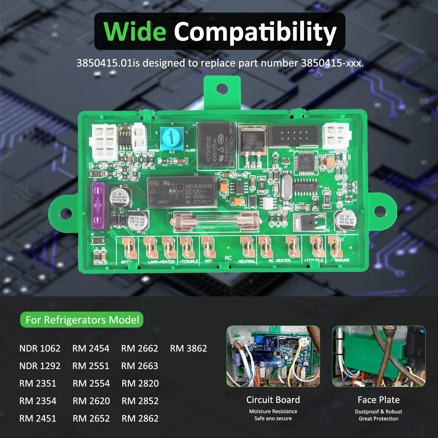 3850415.01 Refrigerator Circuit Board Replacement for Dometic Fridge, Refrigerator Main Power Control Circuit Board Compatible with Dometic 2 Or 3 Way RV Parts