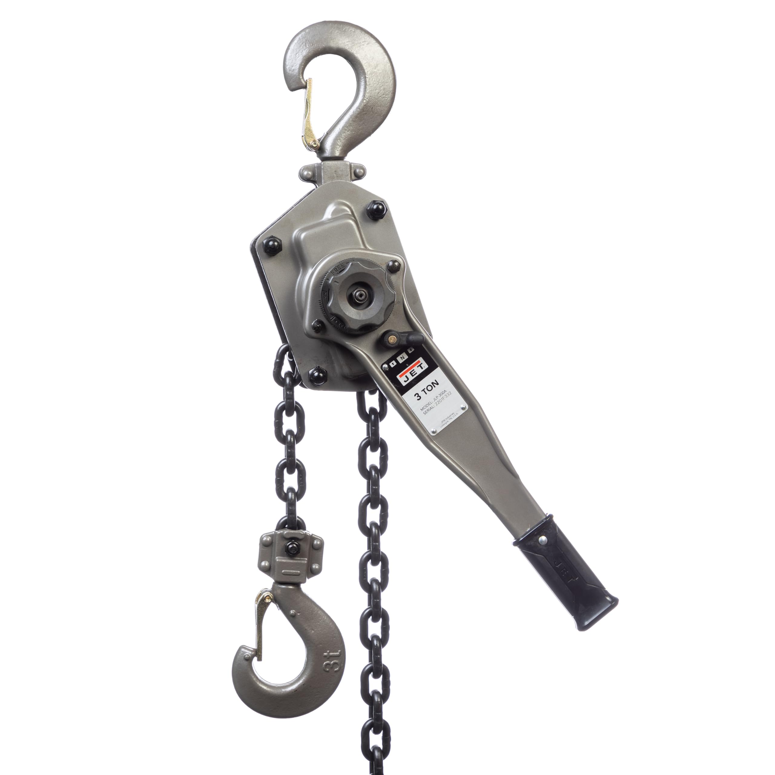 JET 3-Ton Lever Hoist, 15' Lift, Shipyard Hooks (JLP-300A-15SH)