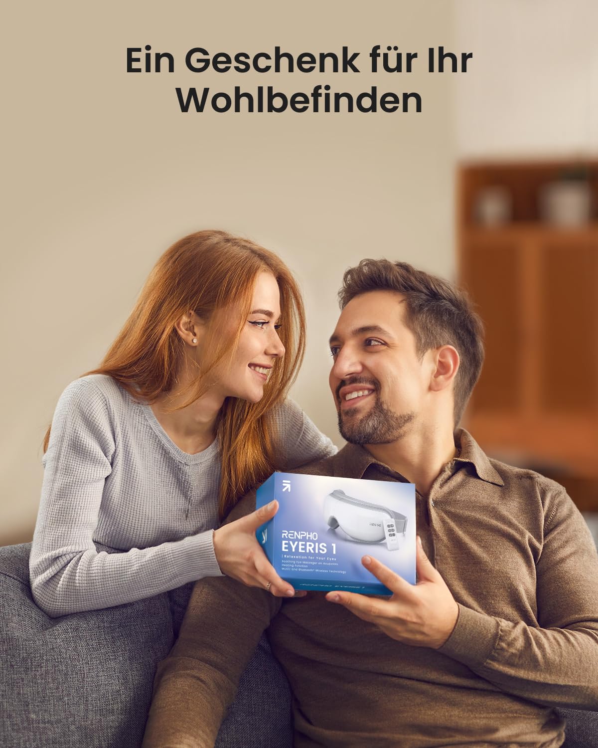 RENPHO Augenmassagegerät mit Wärmefunktion & Fernbedienung, Eyeris 1 Massagebrille gegen trockene Augen & Migräne, Bluetooth Musik, Faltbar, Ideales Wellness Geschenk