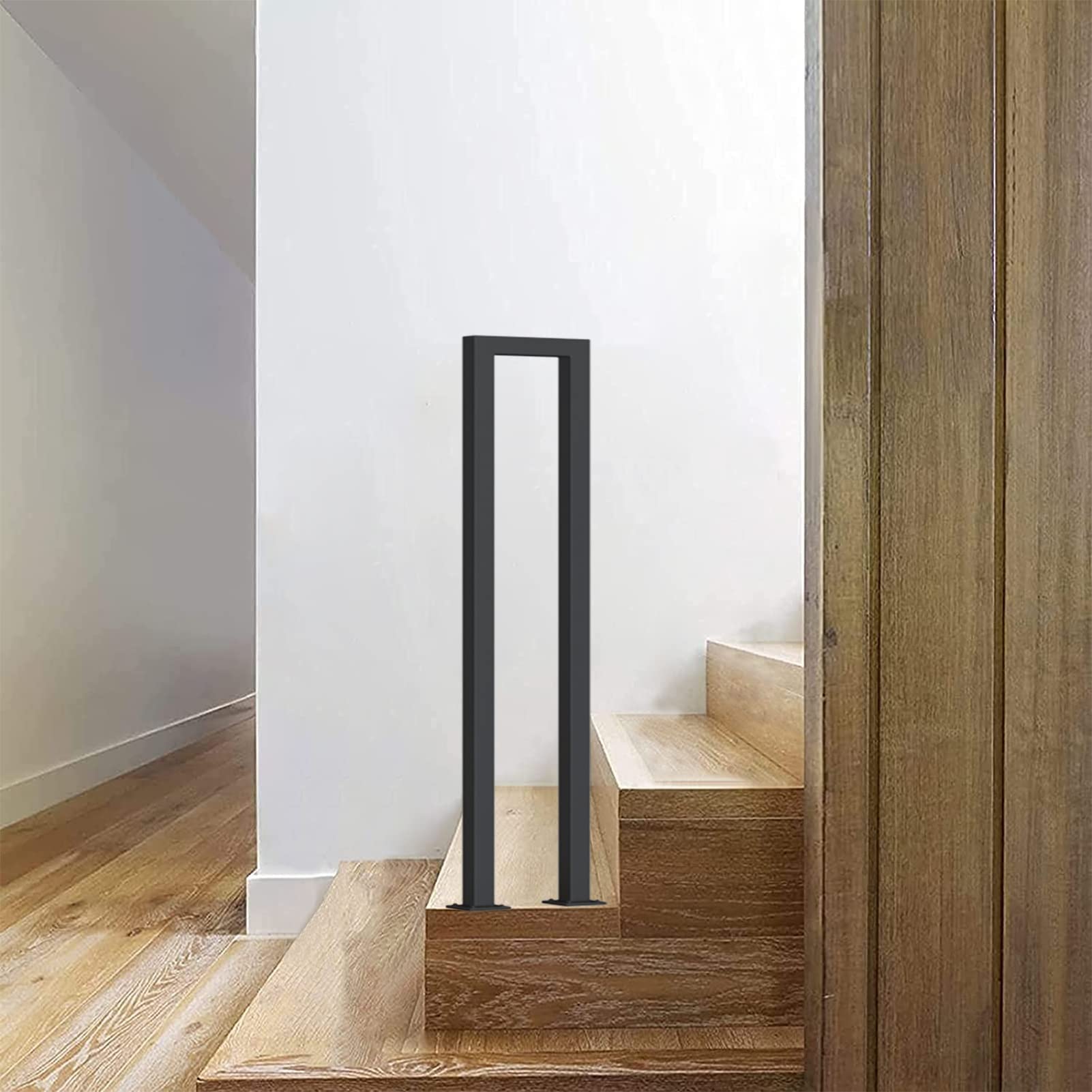 LWJSOCP Modern Black Wrought Iron Front Porch Handrail for Cement and Wooden Steps 2.8ft/85cm