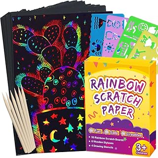 FUNNYB&G Rainbow Scratch Paper Art for Kids - 60 Pcs Magic Rainbow Scratch Paper Off Set Scratch Easter Crafts Arts Supplies Kits Pads Sheets for Party Games Halloween Christmas Birthday Gifts