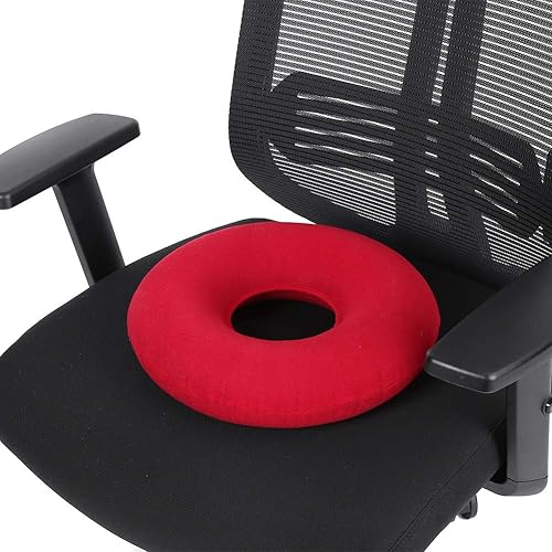 Cojín de hemorroides con forma de dona para coxis - Nuevo cojín inflable redondo para silla de cadera con soporte de hemorroides (rojo)