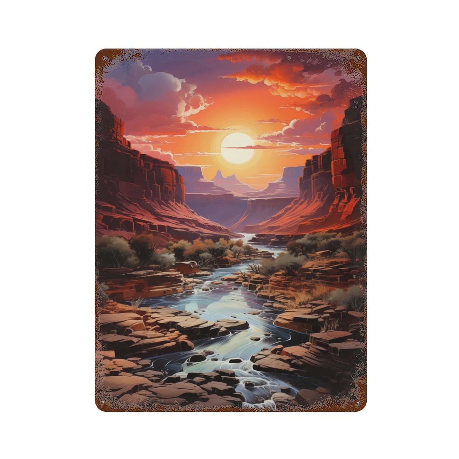 The Grand Canyon Vintage Rust Metal Sign 15.7"x11.8", for Basement, Hobby Room And Garage Decor, Farmhouse Wall Decor