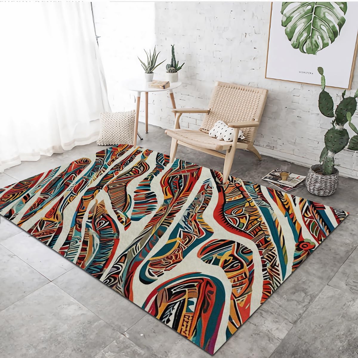 Tapis Salon Bohème Lavable pour Entrée Couloir et Chambre Moderne