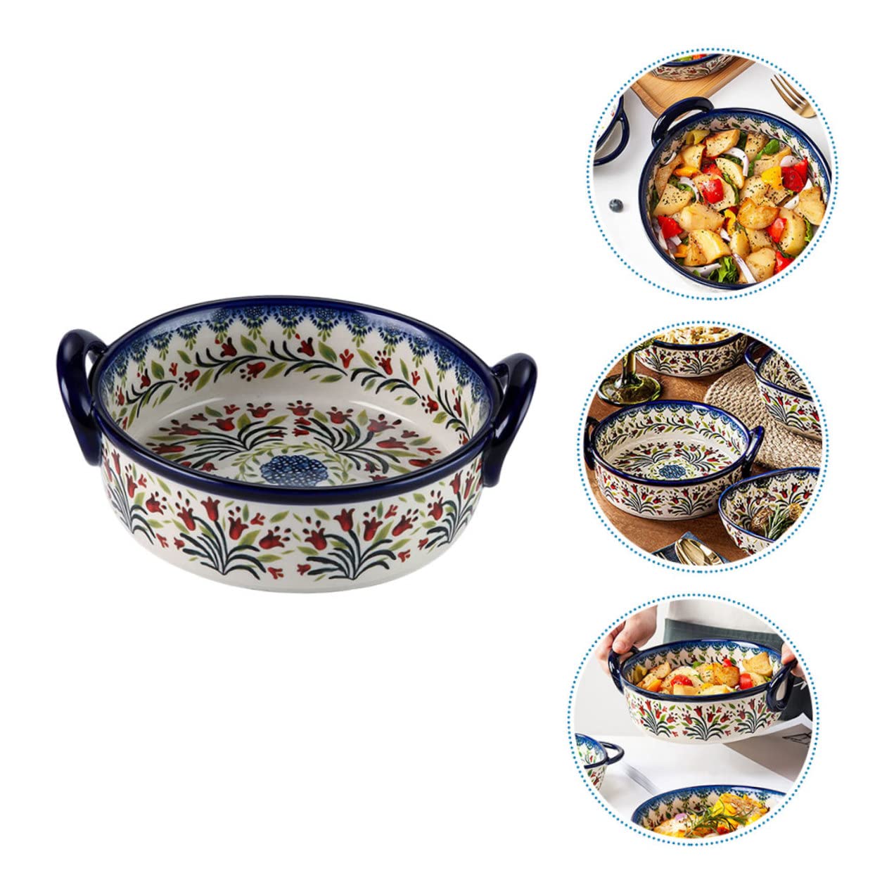 Hemobllo Ceramiczna Miska Do Pieczenia Miski Do Serwowania Naczynie Do Zapiekania Ryżu Miski Pokrywkami Ceramiczne Naczynia Pieczenia Naczynia Gotowania Na