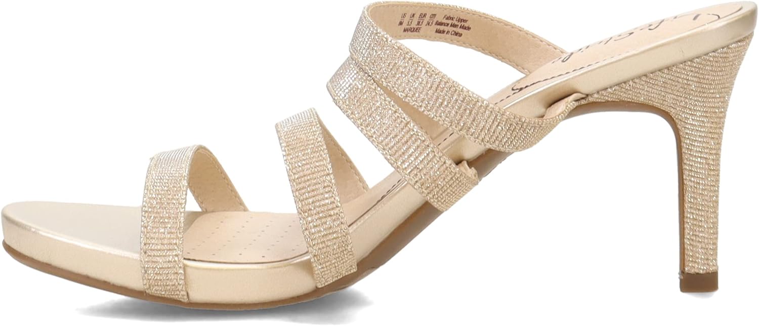 LifeStride Womens Marquee Strappy Heeled Sandal, Gold Shimmer, 9 Wide US