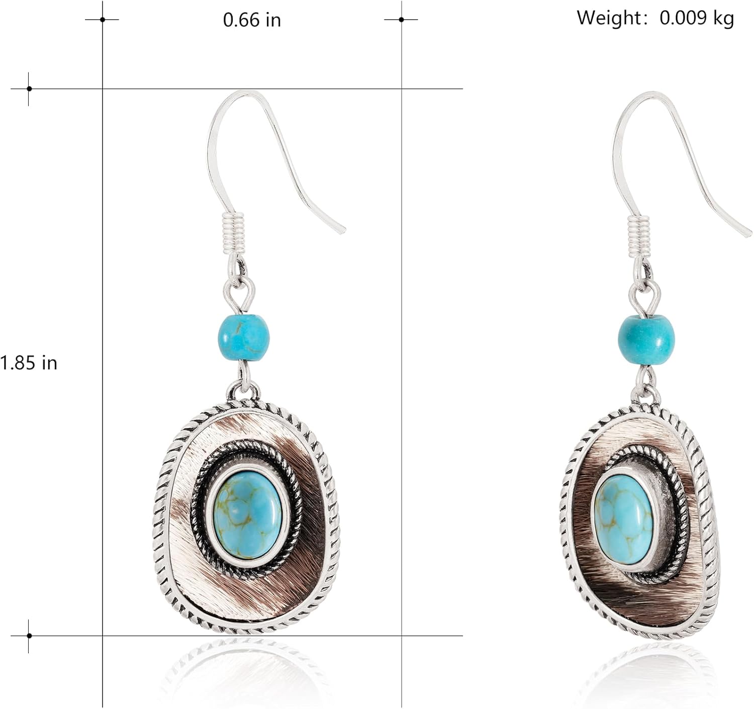 Wrangler Western Hat Drop Dangle Earrings for Women Country Statement Genuine Horsehair Turquoise Cowhide Retro Cowgirl Cowboy Jewelry - Image 6