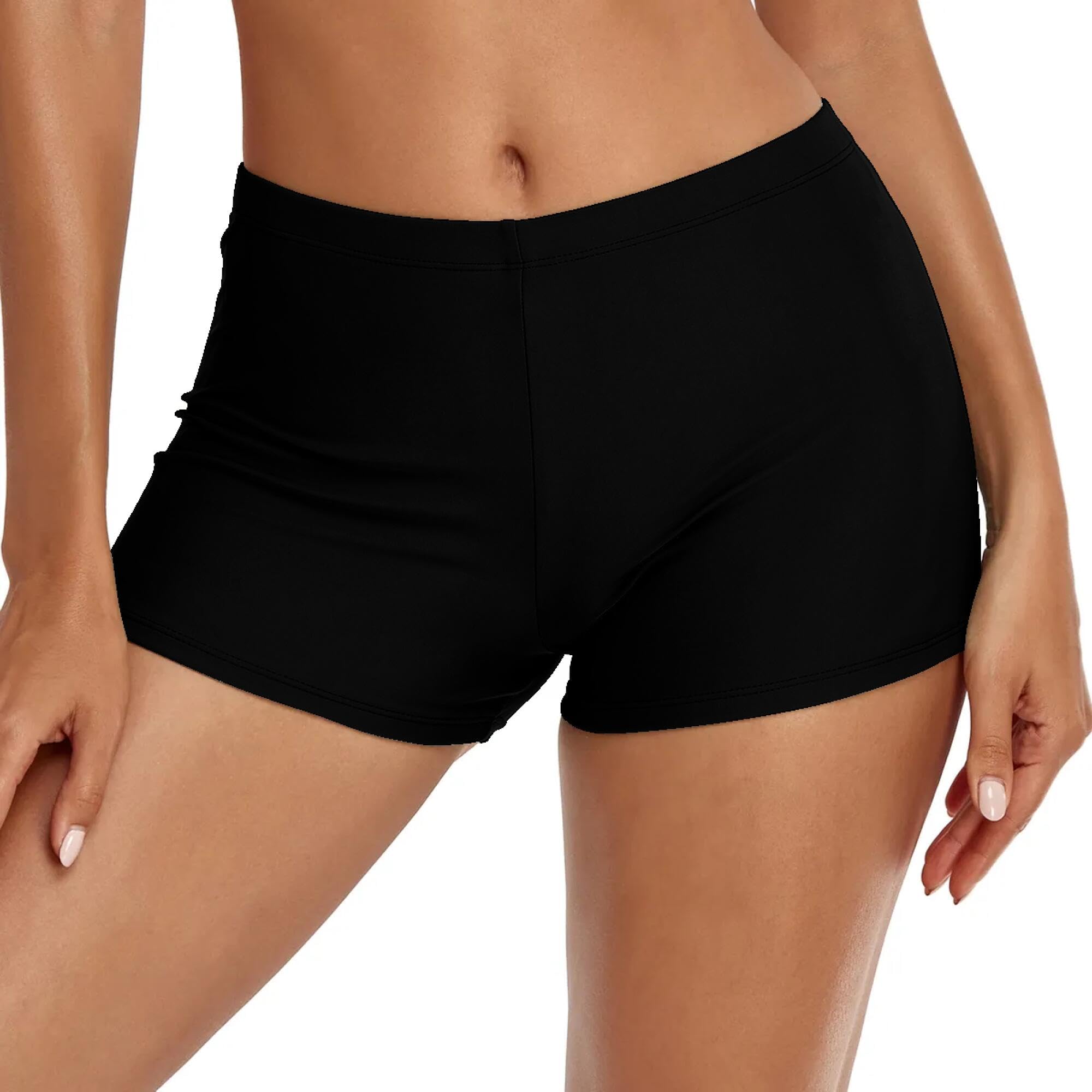 Photo 1 of Cerburny Women's High Waisted Bikini Bottom Stretchy Bathing Suit Swim Bottom Solid Black Tankini Bottoms