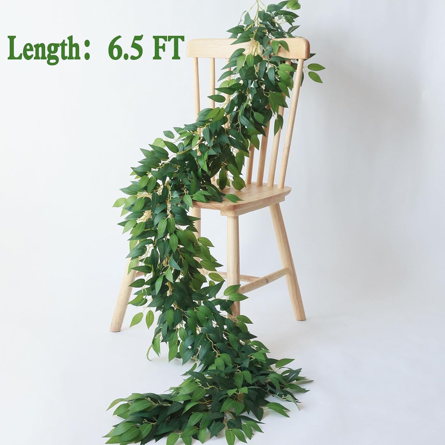 mizii Artificial Vines Garland 6.5 Feet Faux Italian Ruscus Vine Greenery Garland Silk Green Leaves Decoration Fake Plants Greenery for Table Centerpieces Home Room Wall Wedding Arch Decor (6.5 feet) - Image 2