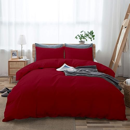 Juego de funda de edredón tamaño King | 100% algodón egipcio transpirable | Funda de edredón con cierre de cremallera y lazos en las esquinas | 600