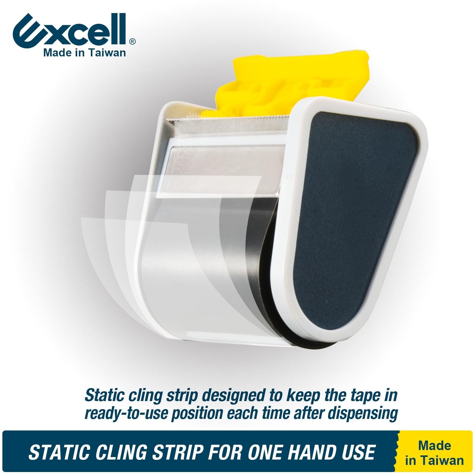 Excell - Dispenser per nastro da imballaggio Safeguard, pistola per nastro e 1 rotolo di nastro trasparente (spessore 5 mil - 4,8 cm x 50 m) utilizzato per ufficio e magazzino - 1 confezione (1)