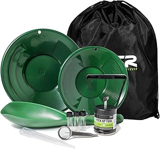 ASR Outdoor Gold Panning Kit Gold Rush Prospecting Tools Accessories 10pc - Green