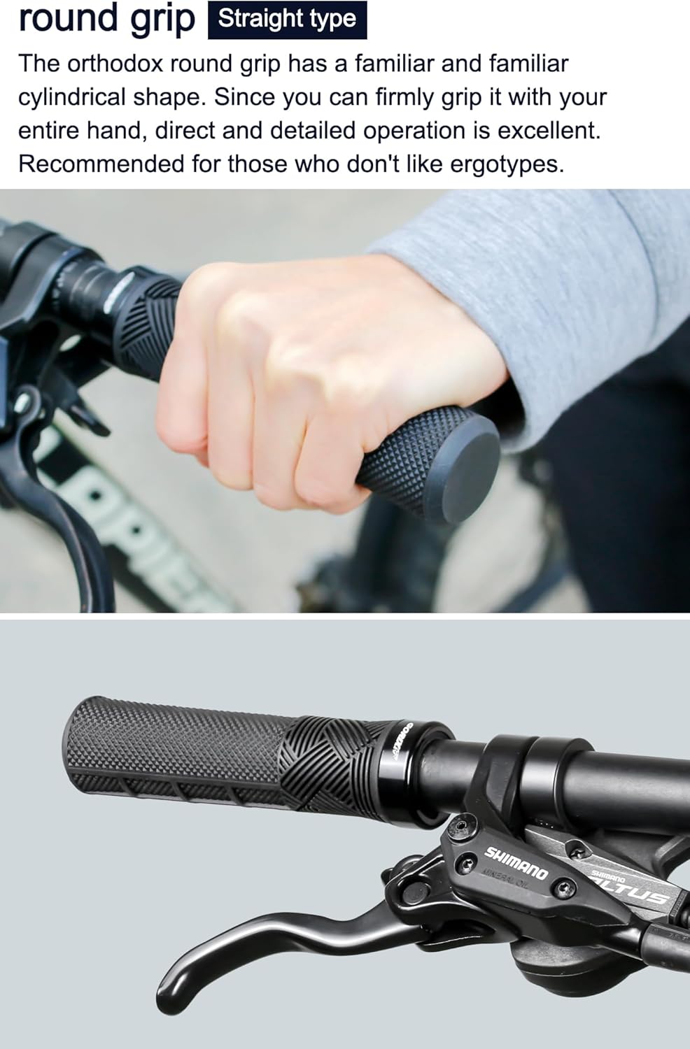 GORIX Bike Handle Bar Grips Handlebar Non-Sticky Straight Round Cylindrical Lock On Mountain Bicycle (GSR CITY-66)