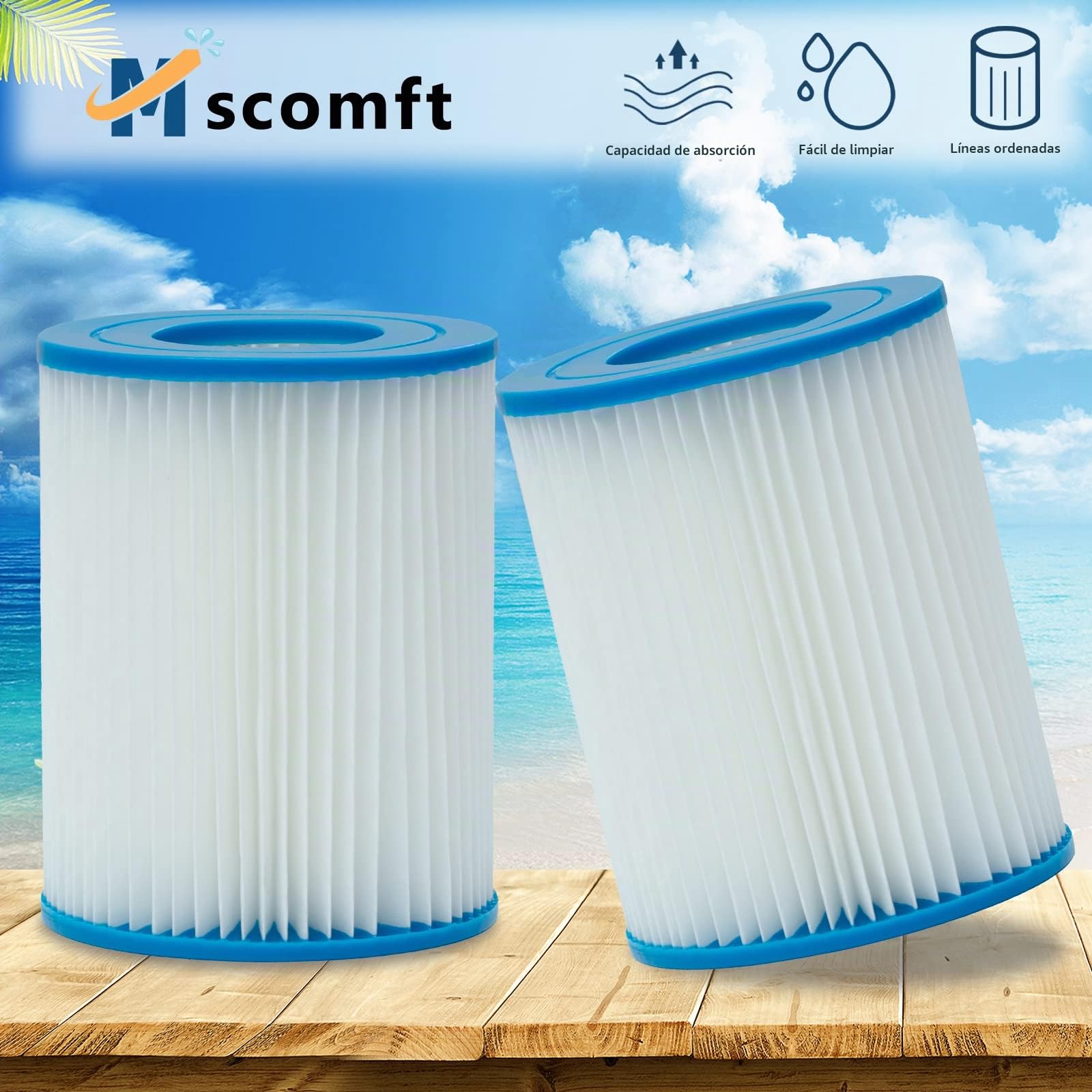 2/4 Cartuchos de Filtro para Piscina Tipo II, Aptos para Bestway 58094, para Bestway filtros 530/800 GAL/h (4 PCS)