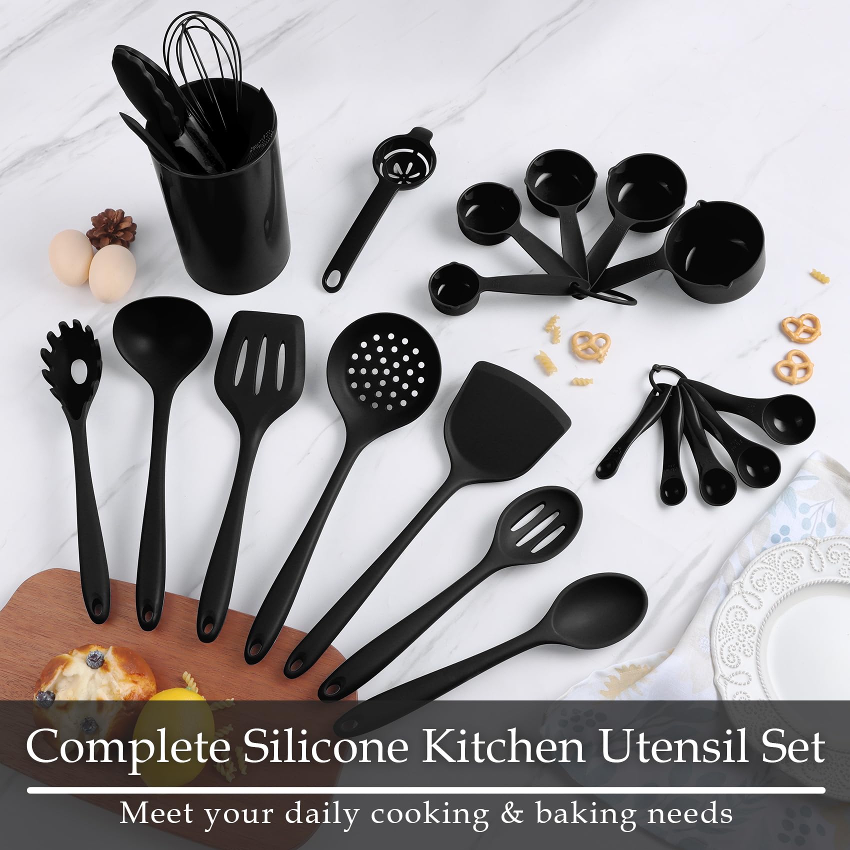 Kitchen Utensils Set, Homikit 24 Piece Silicone Cooking Utensils Set including Holder - Image 2