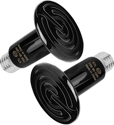 Miniatura 1 de Paquete de 2 lámparas de calor de cerámica de 50 W, bombilla infrarroja emisora de calor para reptiles, lámpara de calefacción sin emisión de luz,