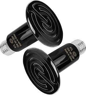 75W Ceramic Heat Lamp, Infrared Reptile Heat Emitter Heater Lamp Bulb for Pet Brooder Coop Chicken Lizard Turtle Snake Aquarium, No Light Emitting No Harm-2 Pack