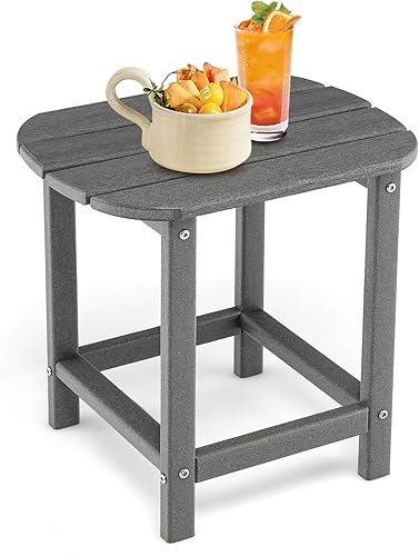 Tangkula Mesa auxiliar para exteriores, mesa Adirondack resistente a la intemperie, mesas auxiliares para silla para interiores y exteriores, HDPE