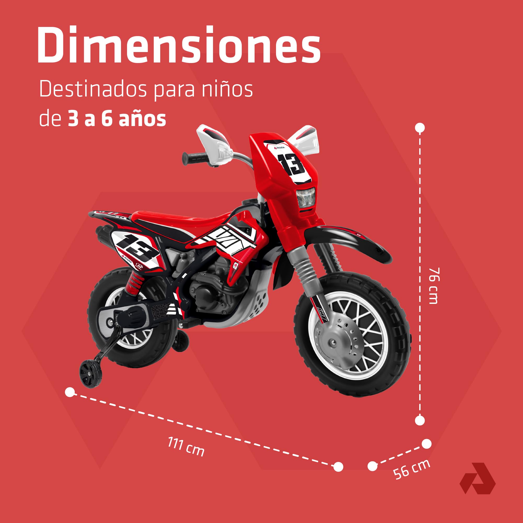 INJUSA Thunder MAX VX 12V Moto Eléctrica Niños 3-6 Años 5-6 km/h Roja