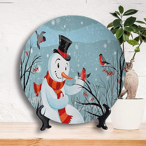 Miniatura 10 de LIGUTARS Platos decorativos, adorno de impresión navideña, guirnalda vintage, 8 pulgadas, decoración de pared de cocina, multicolor
