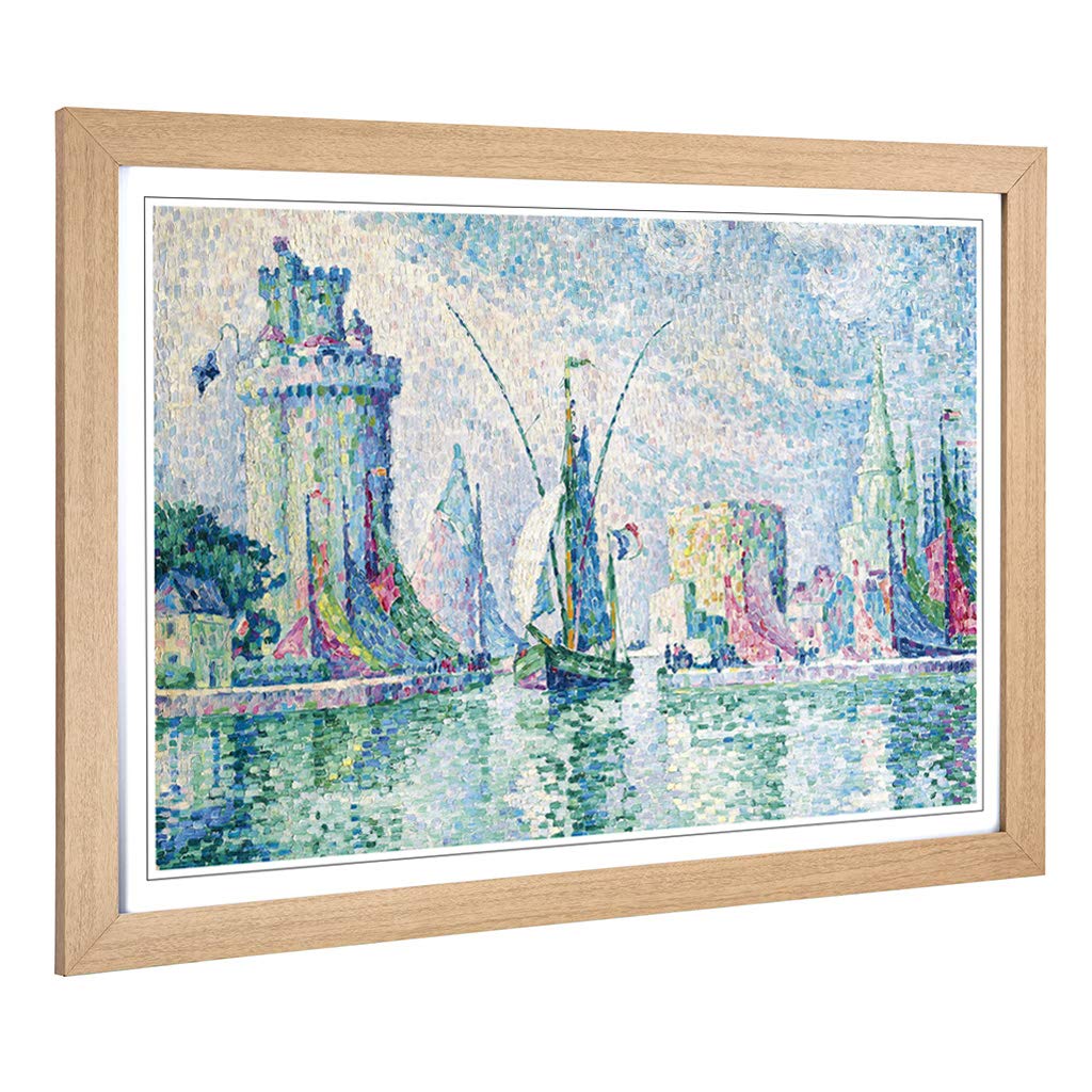 Big Box Art Framed Print of Paul Signac Green Towers The Rochelle Design | Wall Art Picture | Home Decor for Kitchen, Living Room, Bedroom, Hallway, Oak, A2 / 24.5x18 Inch / 62x45cm