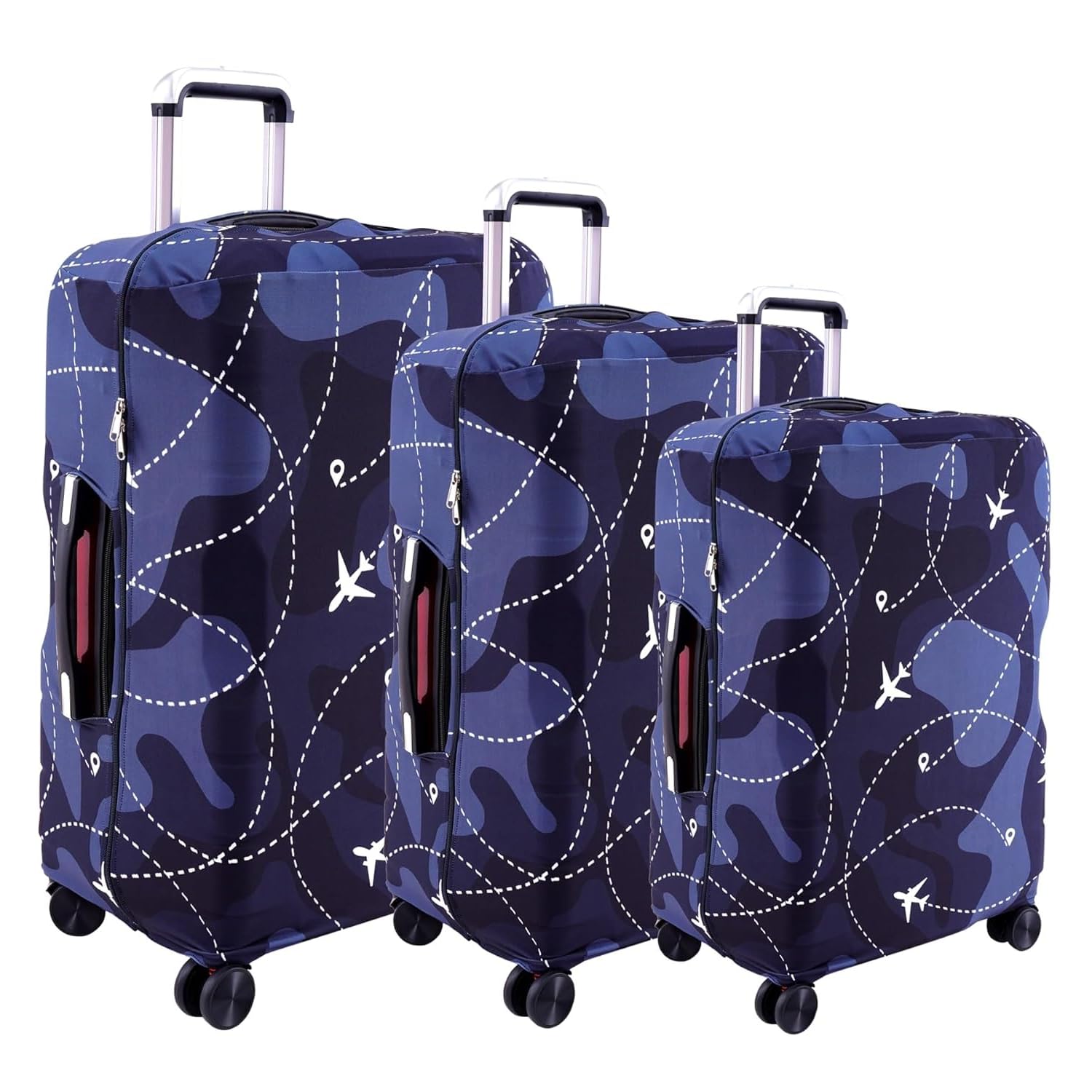 Combo of 3 Trolley Bag Cover/Suitcase Bag Cover/Dustproof Luggage Cover/Zippered Polyester Suitcase Covers Protectors (28 inch, 24 inch, 20inch) (Air Plane)-image-20
