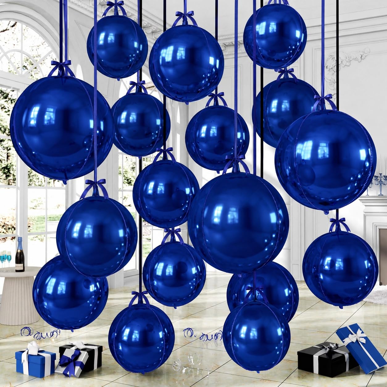 14 Pcs Navy Blue Round Foil Balloons Retirement Birthday Balloons