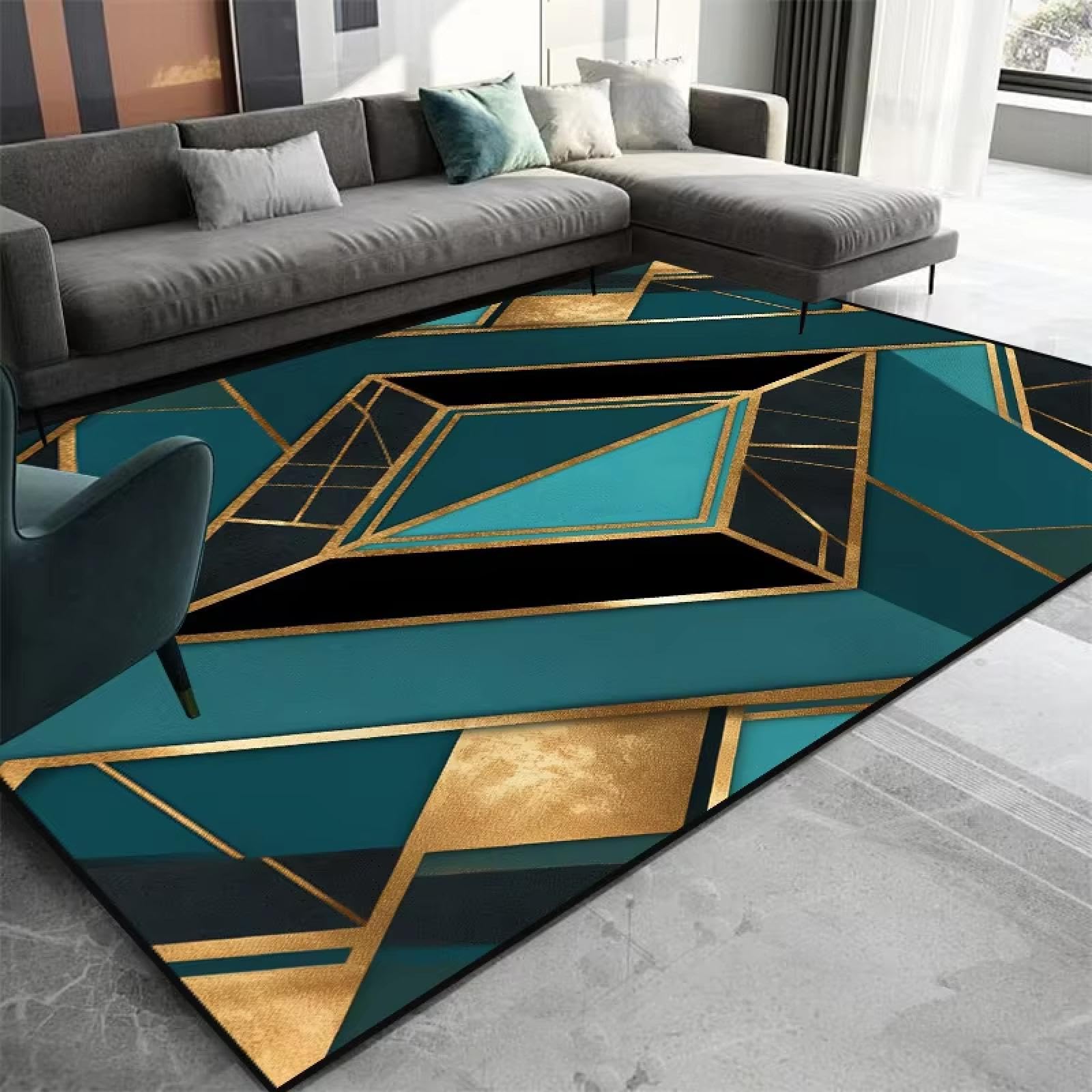 Alfombras geométricas antideslizantes que protegen tu suelo bajo la mesa o el sofá del salón