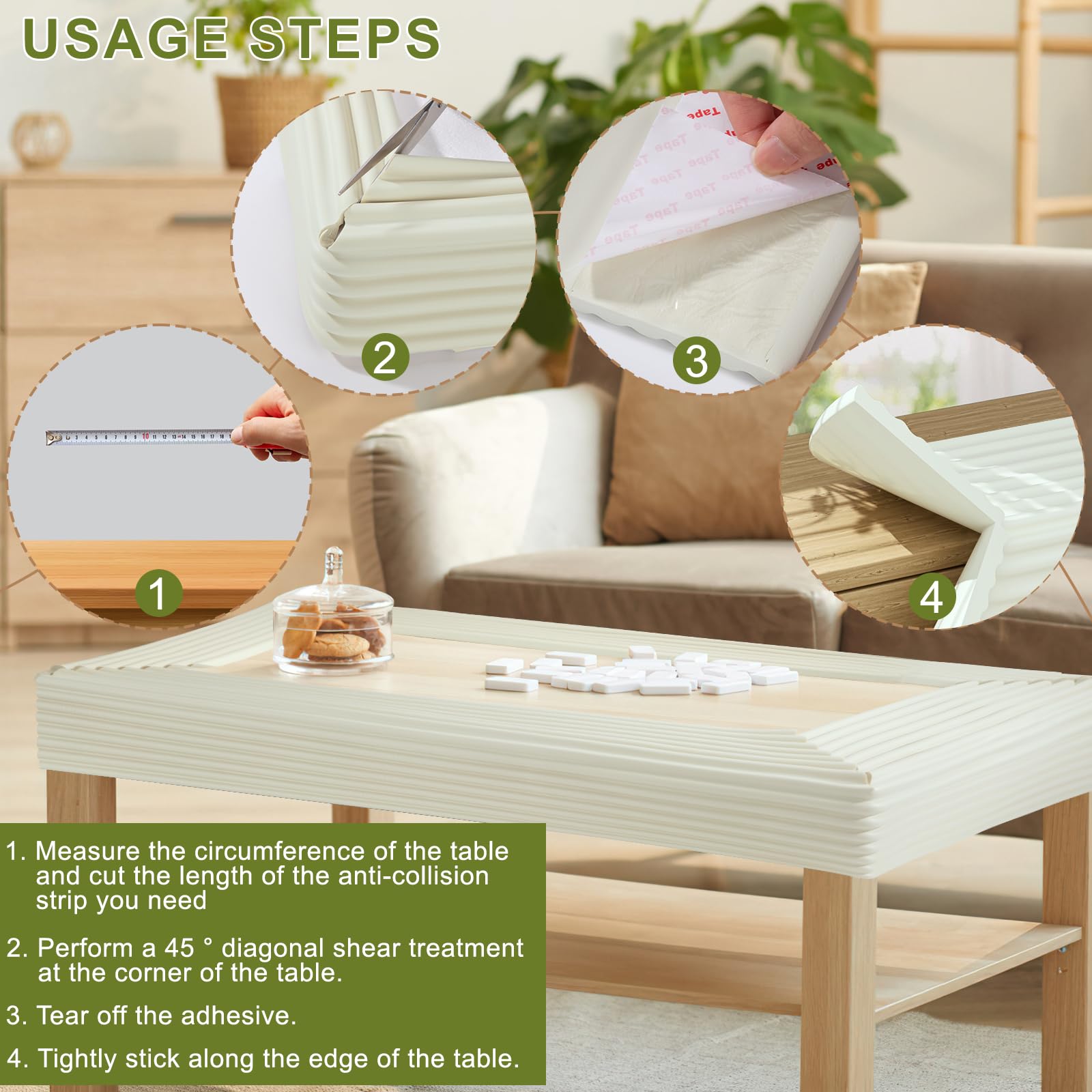 Protector de Bordes Suave Más Ancho 20cm Protector de Esquinas para Bebe Suave Protector de Bordes De Mesa Autoadhesivo Protege a Niños y Ancianos para Mesas, Encimeras, Cómodas Blanco