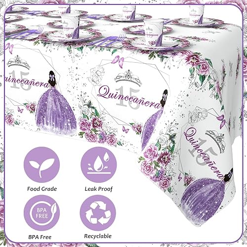 Miniatura 10 de AIBIIN 112 platos de fiesta de princesa, decoraciones de cumpleaños de princesa Érase una vez, juego de vajilla para fiesta de princesa, servilletas