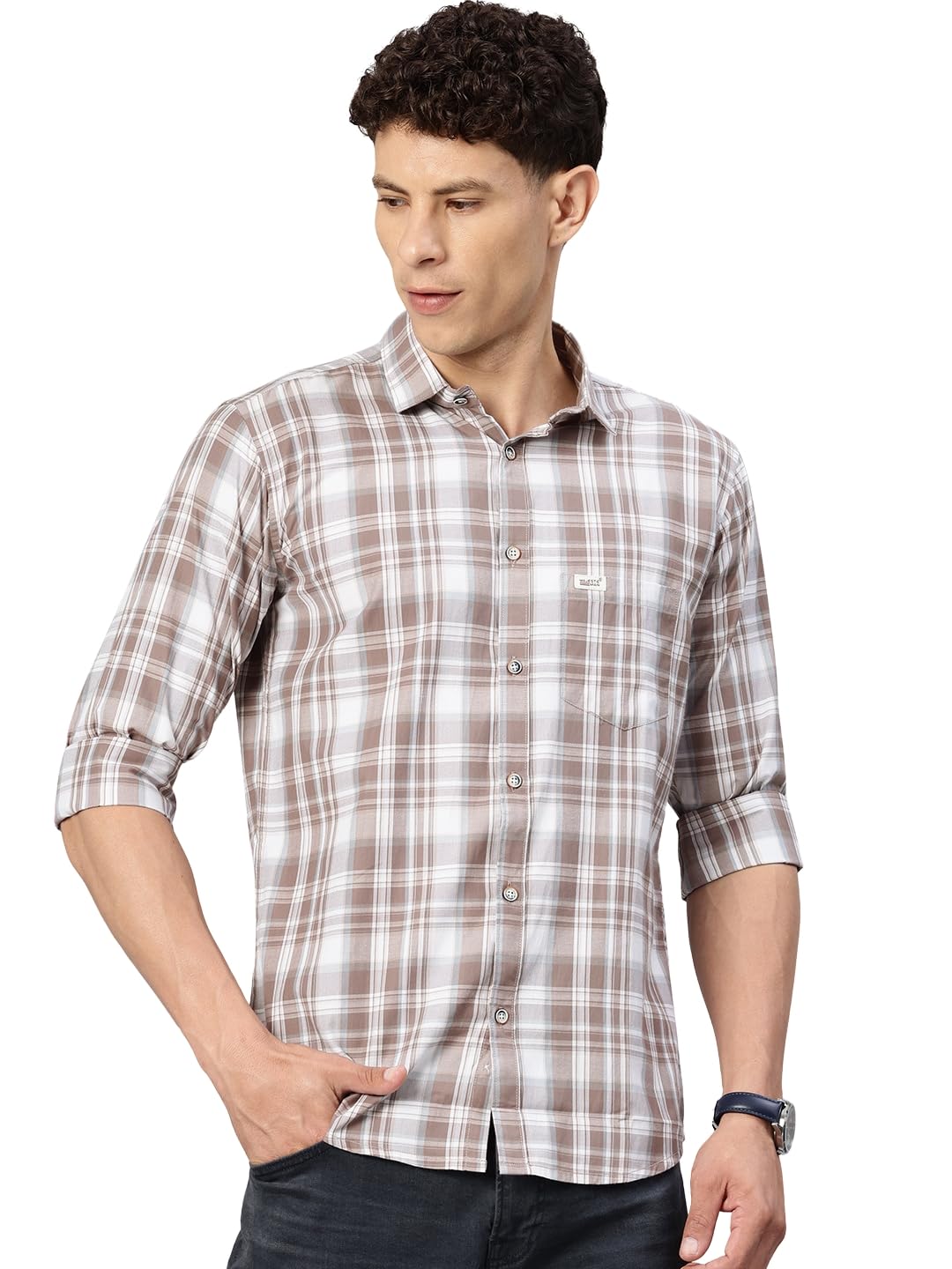 majestic man Men's Cotton Blend Checkered Slim Fit Casual Shirt – Full Sleeve | Trendy & Comfortable-picture-17
