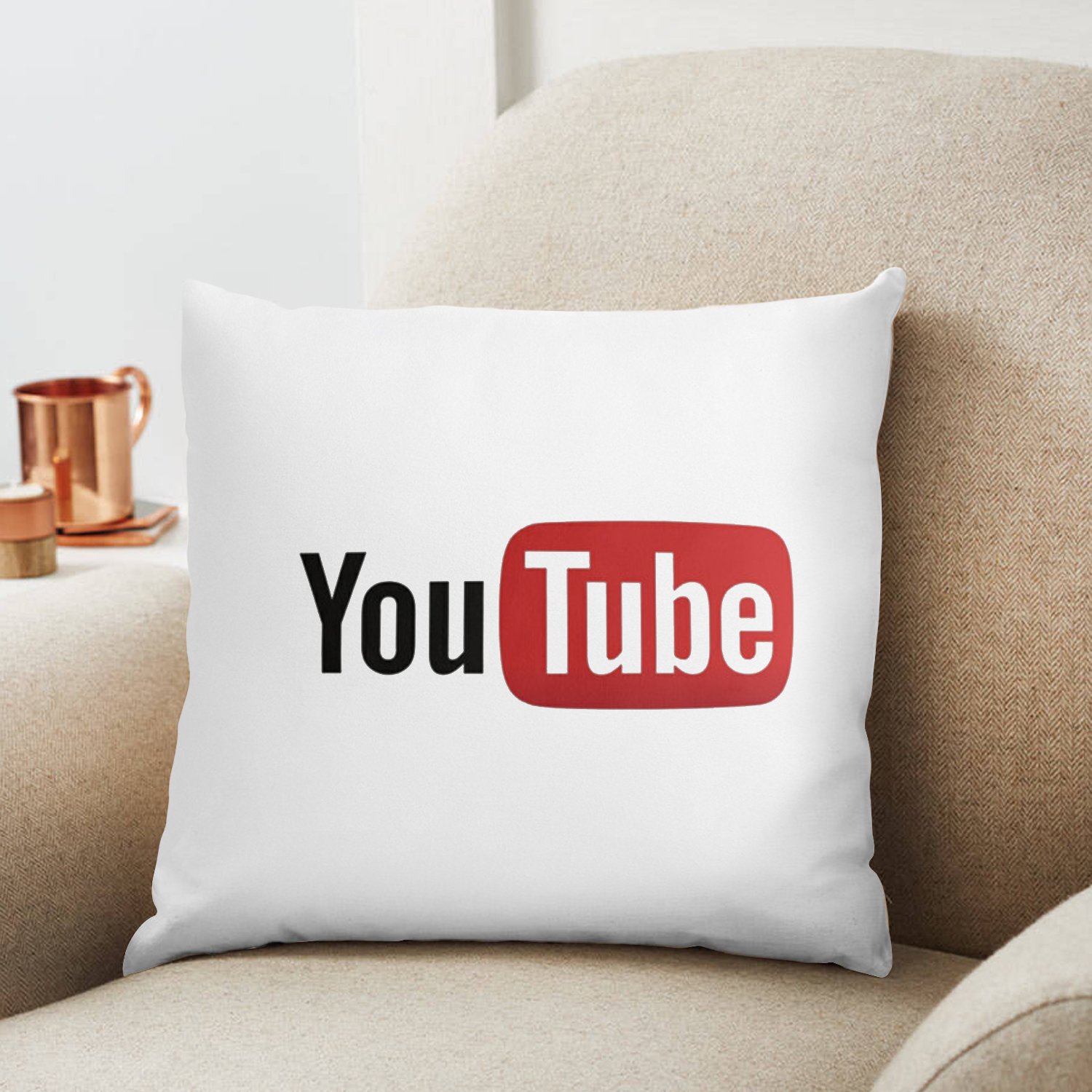 You Tube Printed Cushion 12X12 Pillow Cover with Filler- Best Love Gift Idea/Valentines Day Gift(ccover-filler-111)-image-49