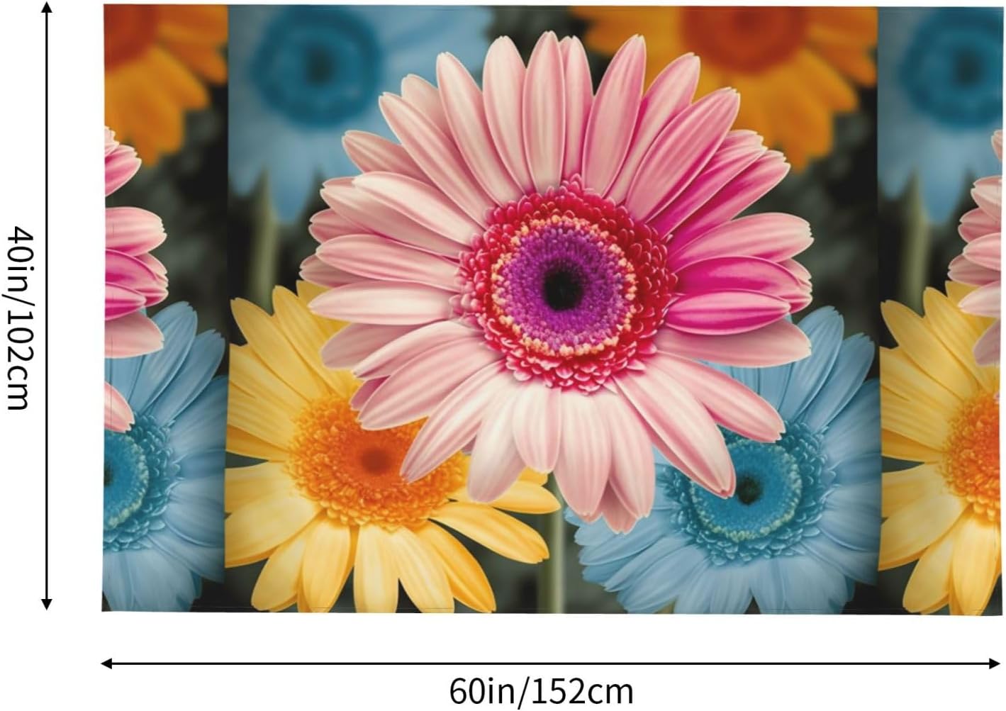 WEIHAKO Tapestry Wide Wall Hanging Tapestry Lightweight Wall Blanket Colorful Daisy Flower Tapestry Vintage Mural Wall Art Home Decor Aesthetic Tapestries for Bedroom Dorm Living Room 60x40 Inch image 2