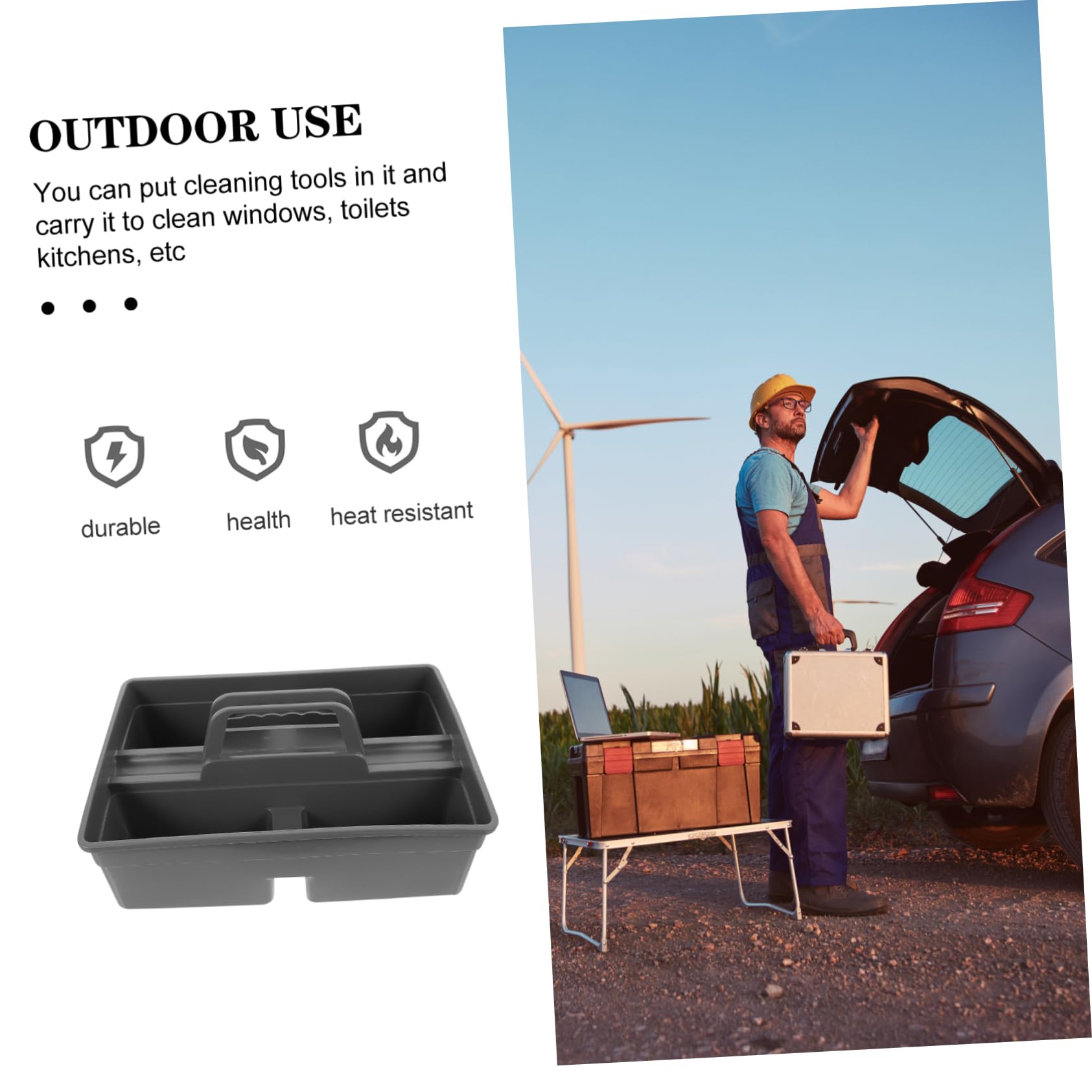 Uonlytech Carry Cleaning Products Storage Box Cleaning Organizer Handle Plastic Caddy