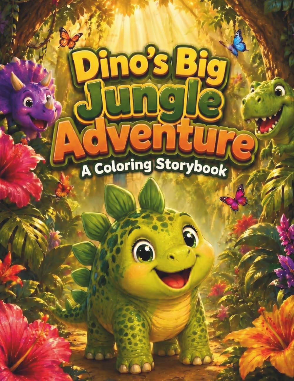 Dino's Big Jungle Adventure: A Coloring Storybook : A Read-Along Dinosaur Story with Coloring Pages: Follow Baby Dino Through a Magical Jungle — Color ... Earn Your Official Explorer Certificate!