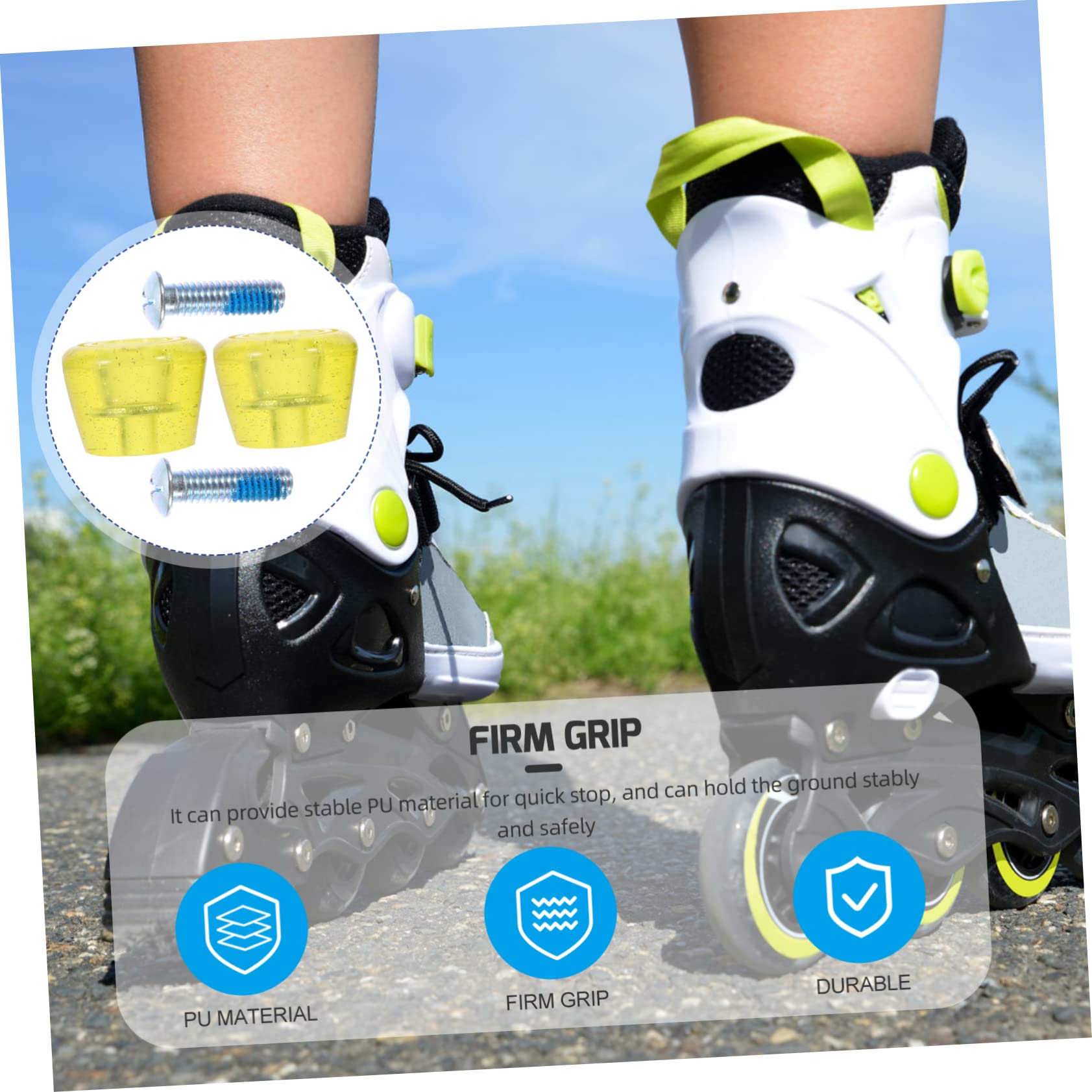 GRIRIW 1Pair Replaceable Wear Resistant Skate Stoppers Professional Skate Plugs with Screws for Reliable Braking and Stability Roller Skating Compatible with Various Roller Skates