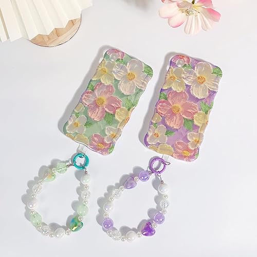 Miniatura 6 de NITITOP Compatible con iPhone 12, bonita pulsera floral de flores de aceite moradas para mujeres y niñas con bonito cordón de flores, correa de