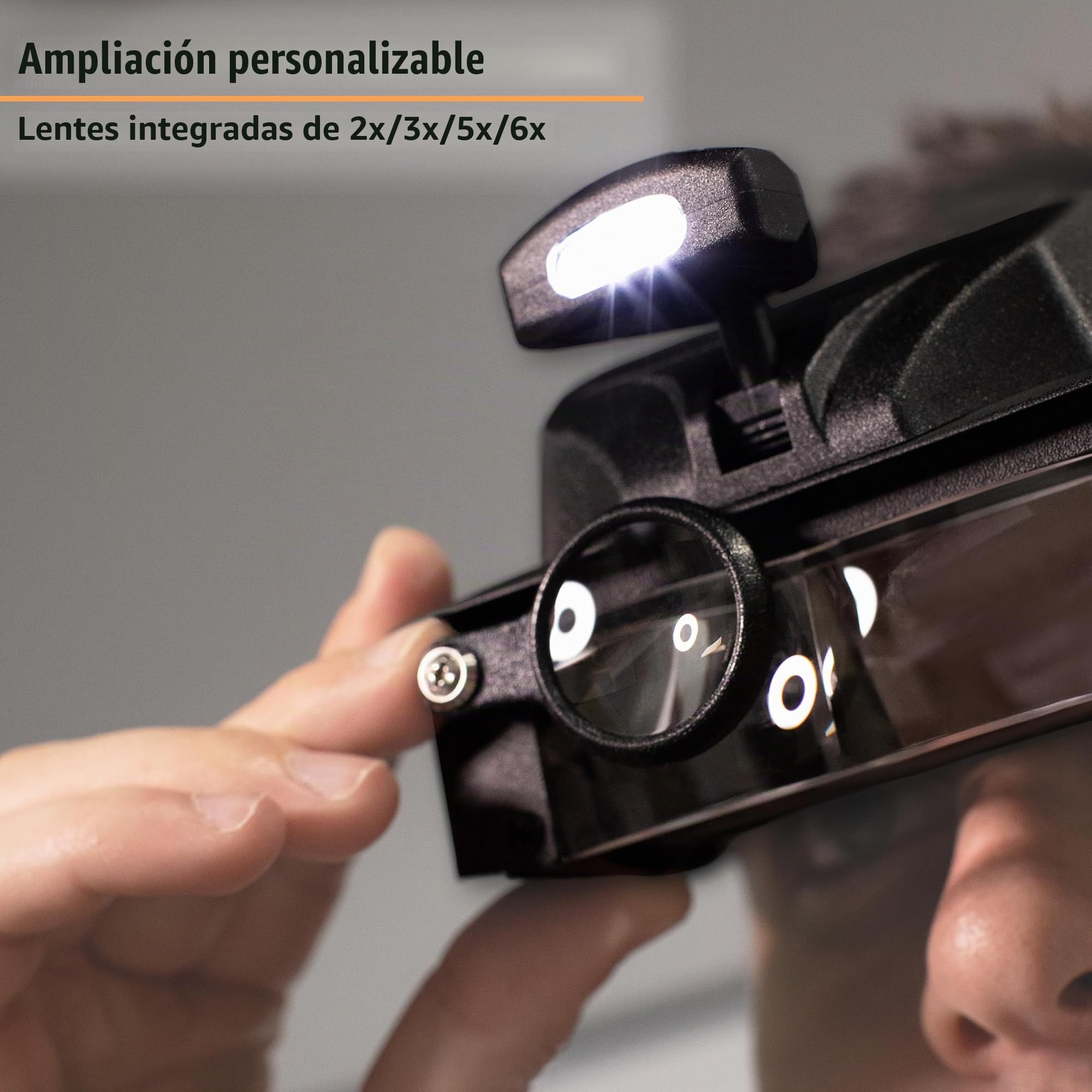 LumiVisor, Lupa con iluminación LED | Aumento 2x/3x/5x/6x - LumiVisor 2x/3x/5x/6x Aumento, Lupa de visera con iluminación LED (LV-10)