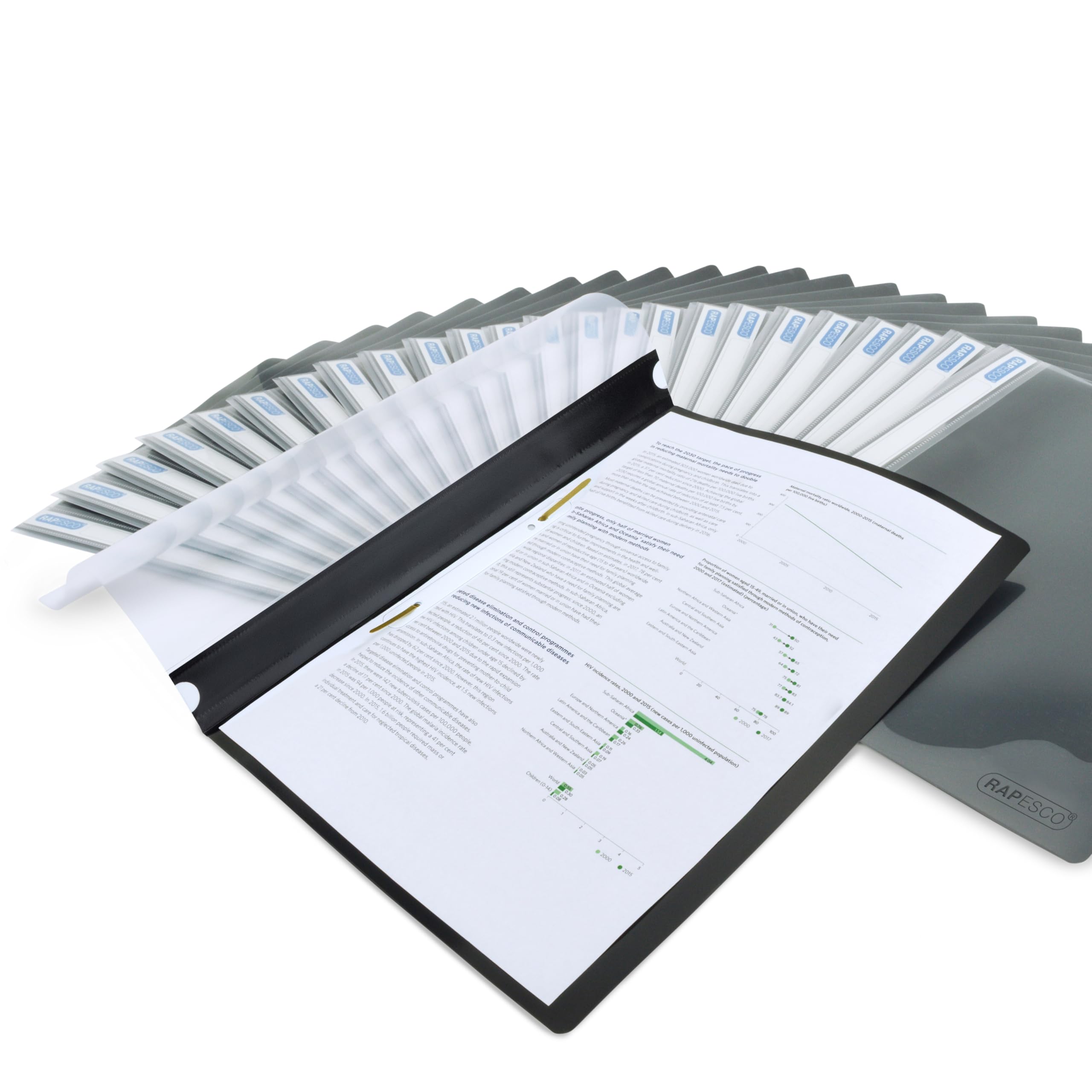 Rapesco 1815 ECO Presentation Project Folder, A4, Black, Pack of 25