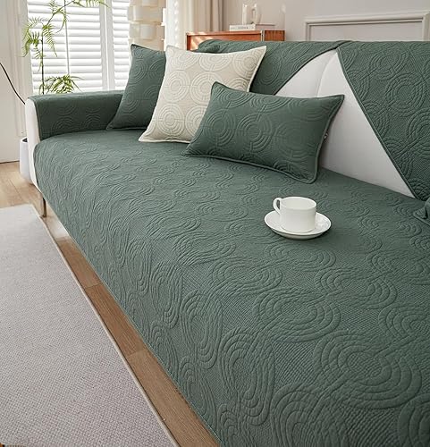 Miniatura 8 de vctops Funda para sofá con bordado geométrico bohemio de algodón, acolchada, funda antideslizante para sofá modular, funda sólida para perros, niños