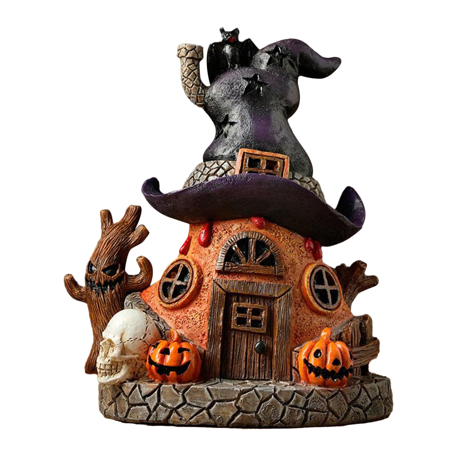 Figurine maison hantée LED : finie la déco d'Halloween fade avec cette statue résine