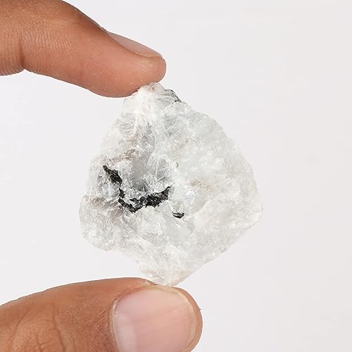 Miniatura 3 de GEMHUB Piedra de calcita de arco iris blanca pura pura y genuina de 96.00 quilates, con certificación de cristal curativo sin cortar, piedra