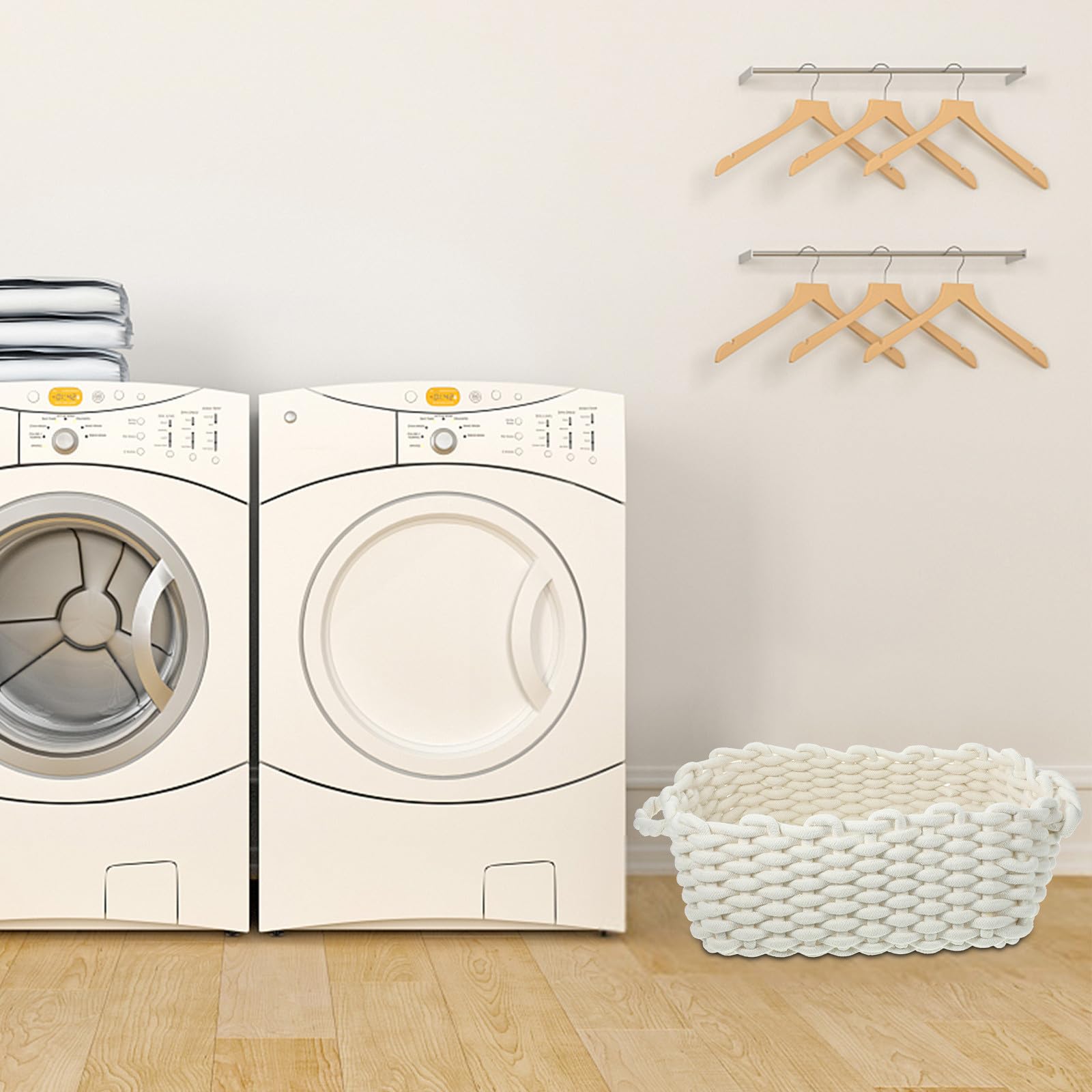POPETPOP Cesta de Almacenaje de Algodón con Trenzado Grande y Resistente para Organización de Hogar y Snacks Diseño Nórdico