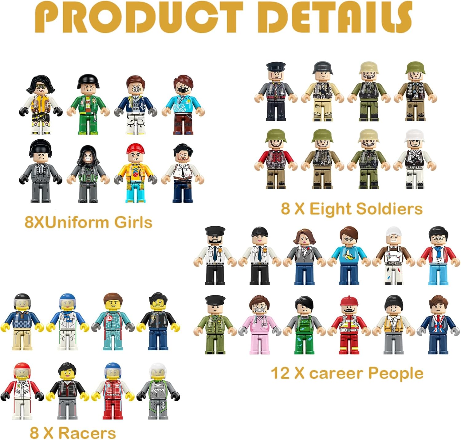 36PCS Minifigures, Mini Figure Toy, Action Figure Stuffer, Minifigures Building Bricks Mini People, Boys Girls Gift for Christmas Stockings, Birthday Cake Decorations, Easter Eggs, Party Favors