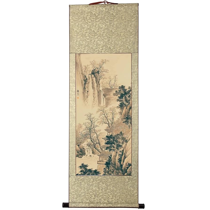 Amazon.co.jp: 画家手描き 掛軸 掛け軸 おしゃれ 水墨山水画 帰