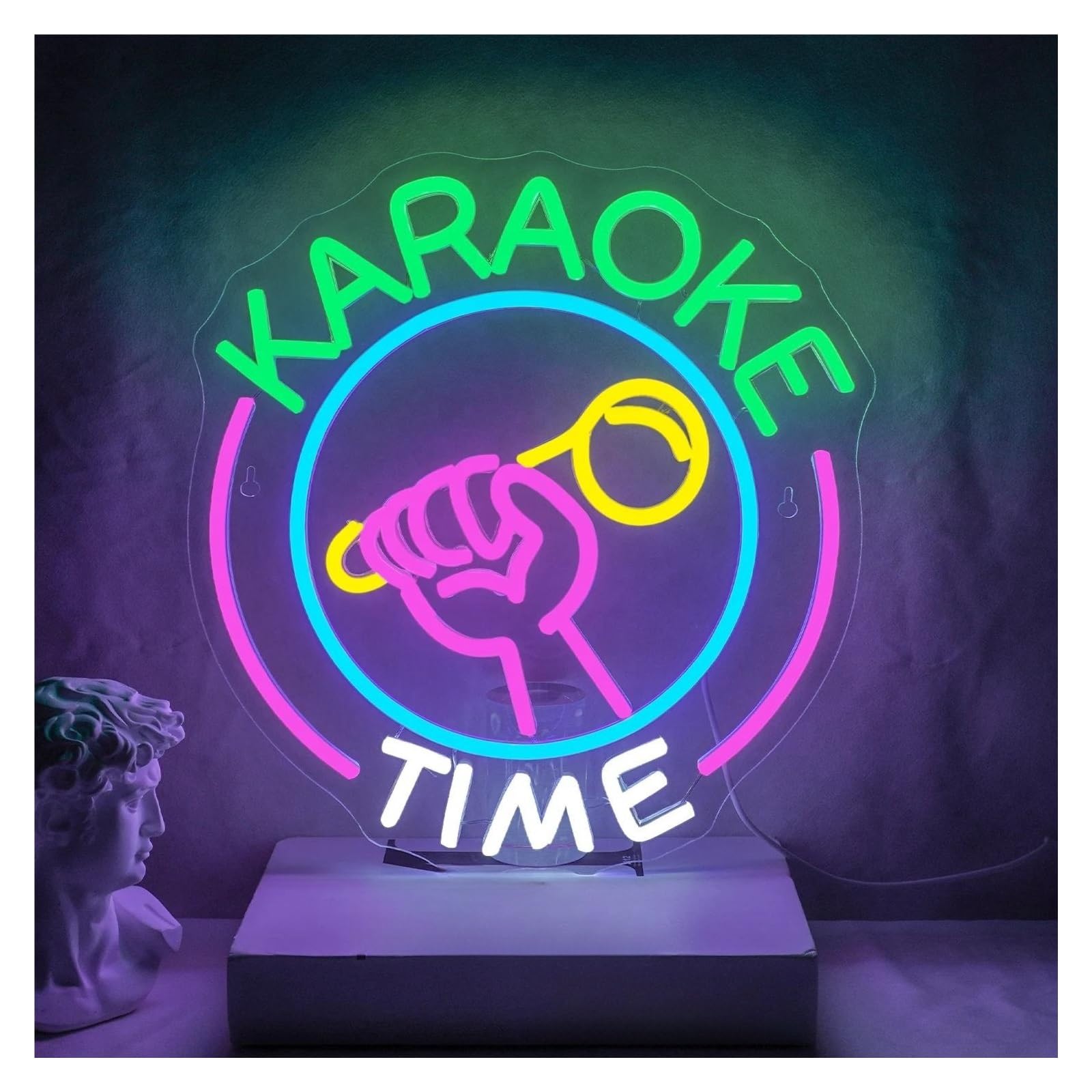 Wiszące neony artystyczne Czas Karaoke Neon Światło LED Pokój Z Muzyką Na Żywo Artystyczna Dekoracja Na Imprezę Klub Nocny Studio KTV Możliwość Przyciemniania Kinkiet 32cm×34cm
